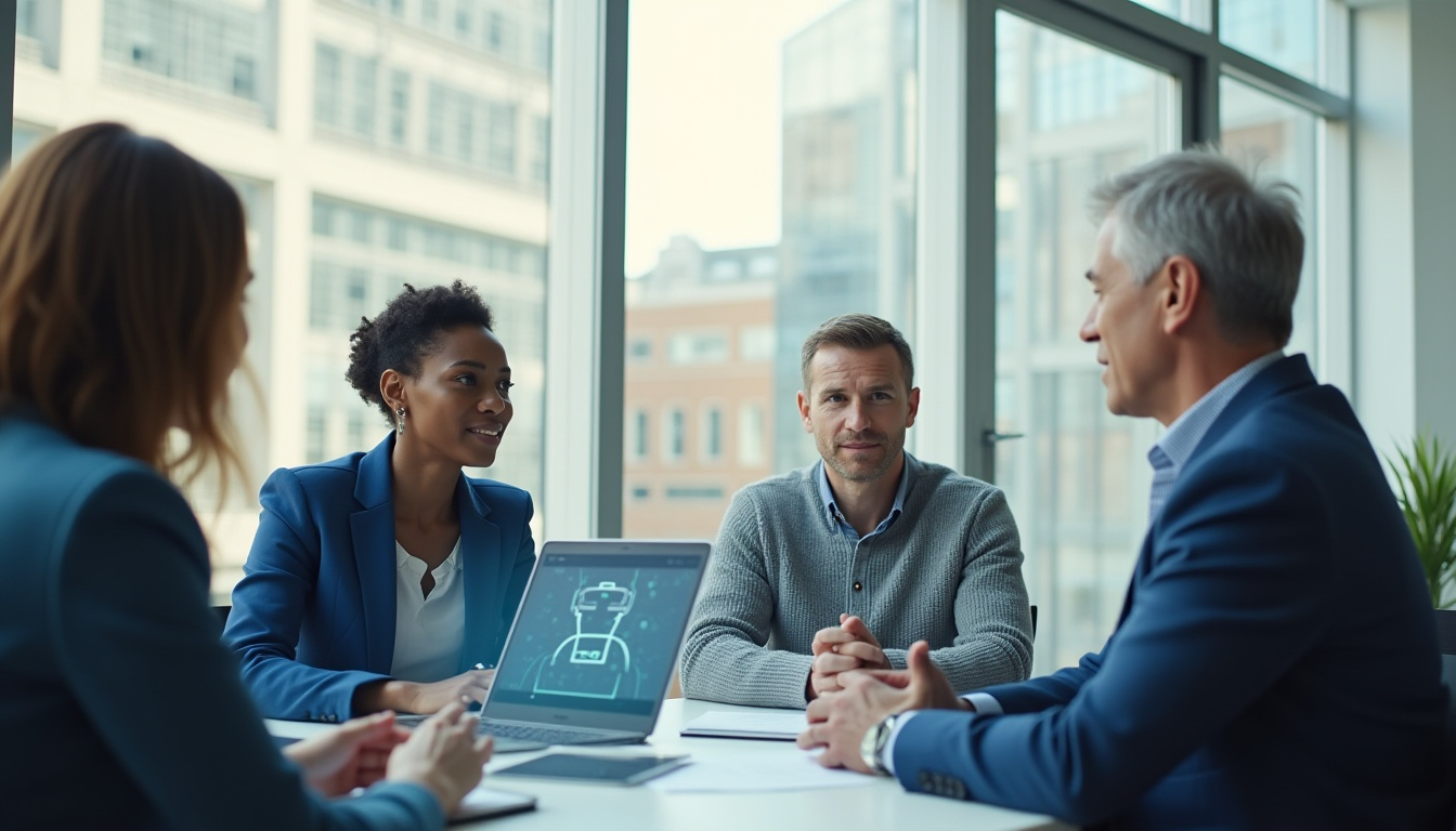 Team discussing advisory services in a meeting